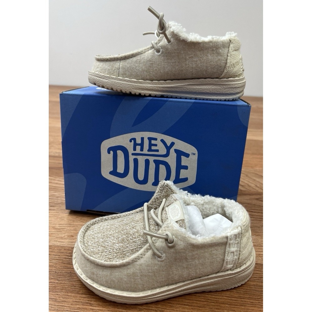 Hey Dude Wendy Brushed Cozy Comfort Shoes in Ivory, Toddler Girls Size 7 NEW